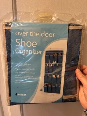WHITMOR Navy Blue Over-the-Door Shoe Organizer 16 Pockets for 8 pairs of shoes